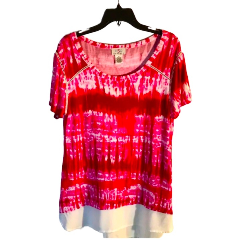 oSo Casuals tie dye red and pink top